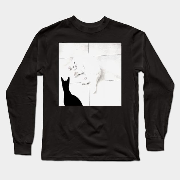 WHITE AND BLACK Long Sleeve T-Shirt by CATUNIVERSE